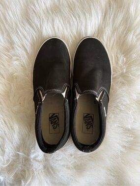 Vans Black & White Slip-On Canvas Sneakers